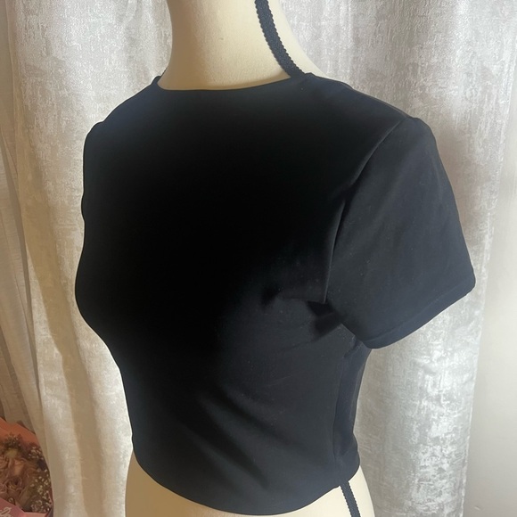 Garage Tops - Garage Black Fitted Crop T-Shirt